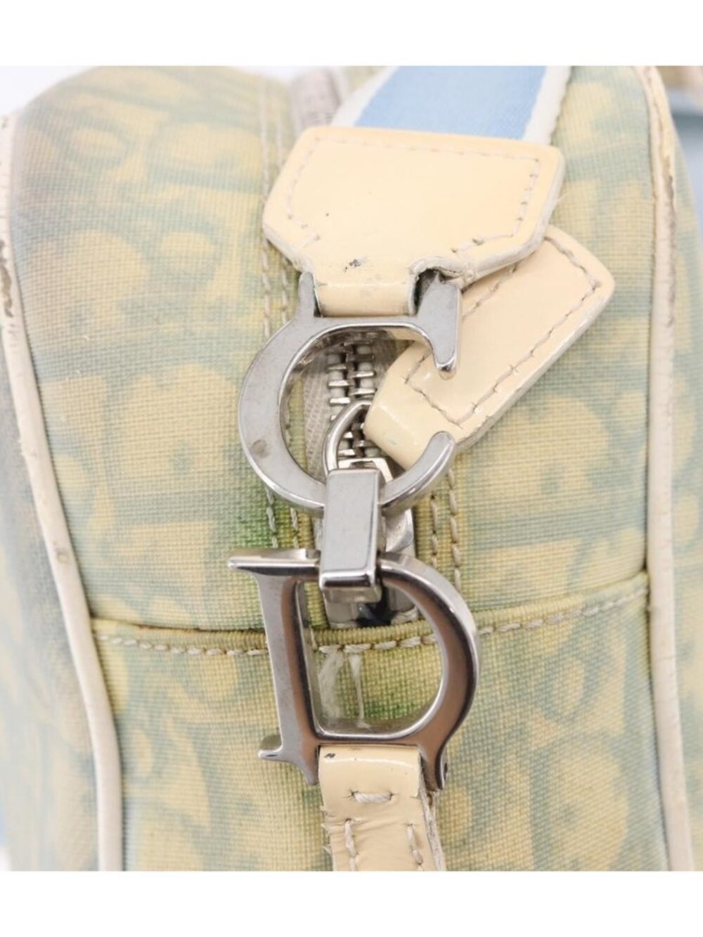 Christian Dior Trotter Canvas Shoulder Bag PVC Light Blue Silver - Picture 13 of 16